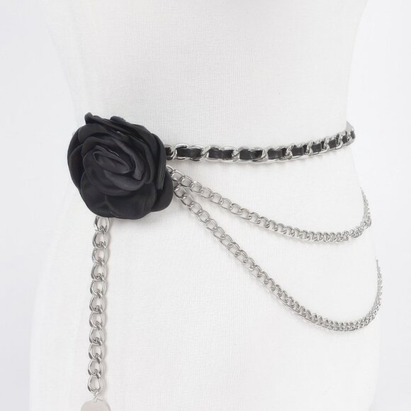 Flower Metal Double Layered Chain Belt - Picture 3 of 4